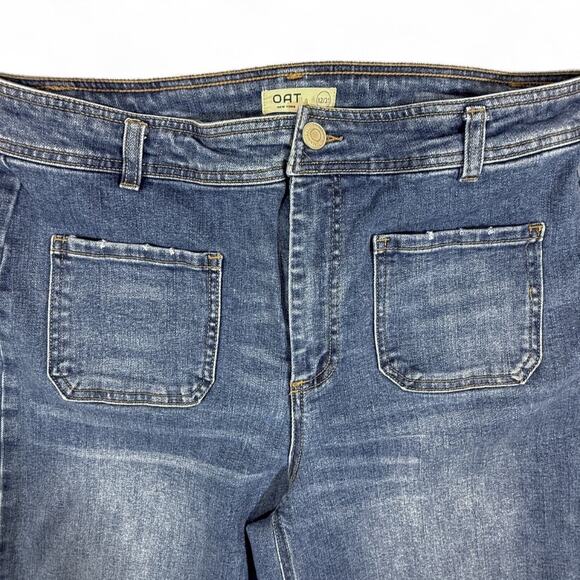 OAT New York Tailored Wide Leg Crop Blue Jeans 12 31 Minimalist Elevated Casual - Picture 4 of 9